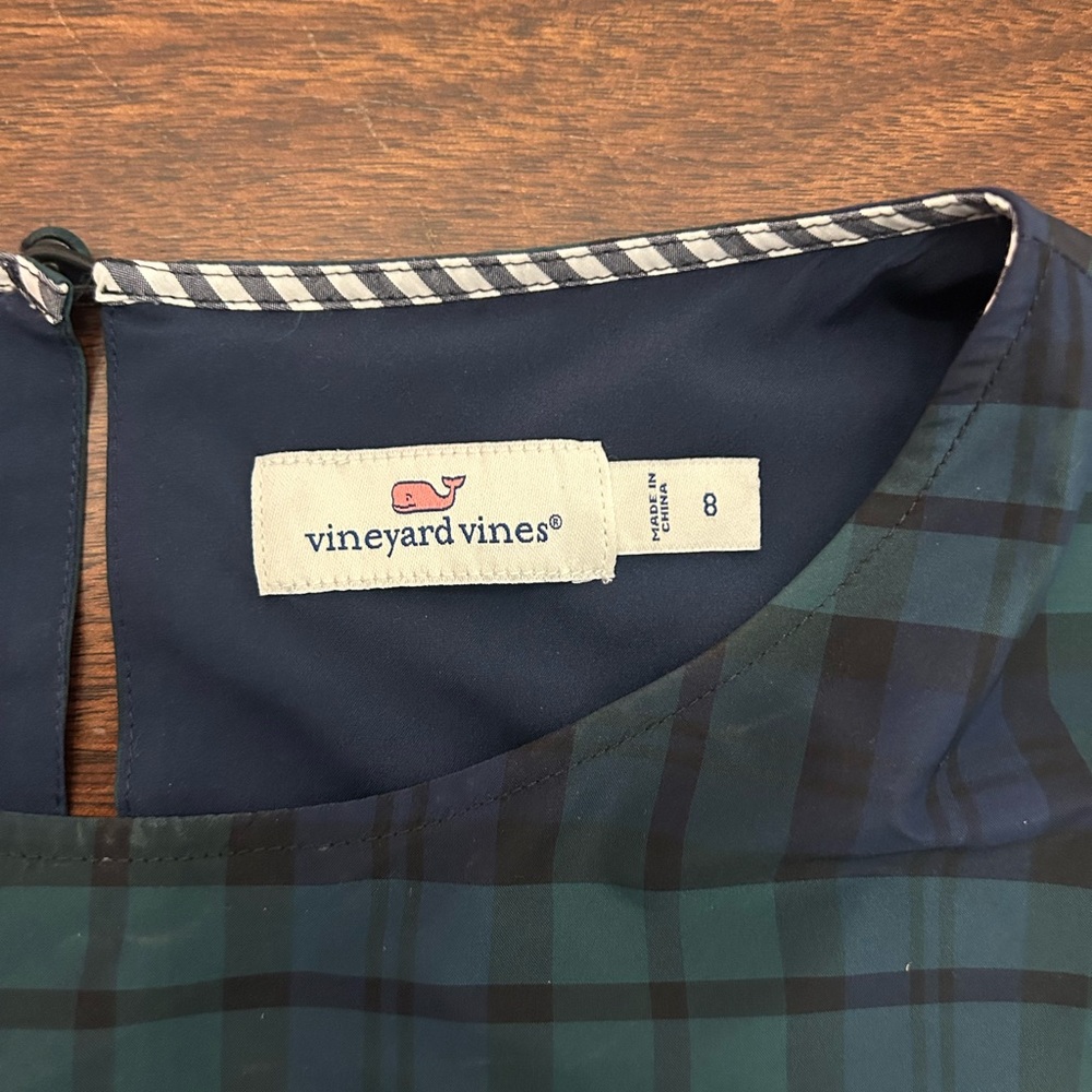 Vineyard Vines Green and Navy Plaid Bell Sleeve Top - Picture 2 of 3